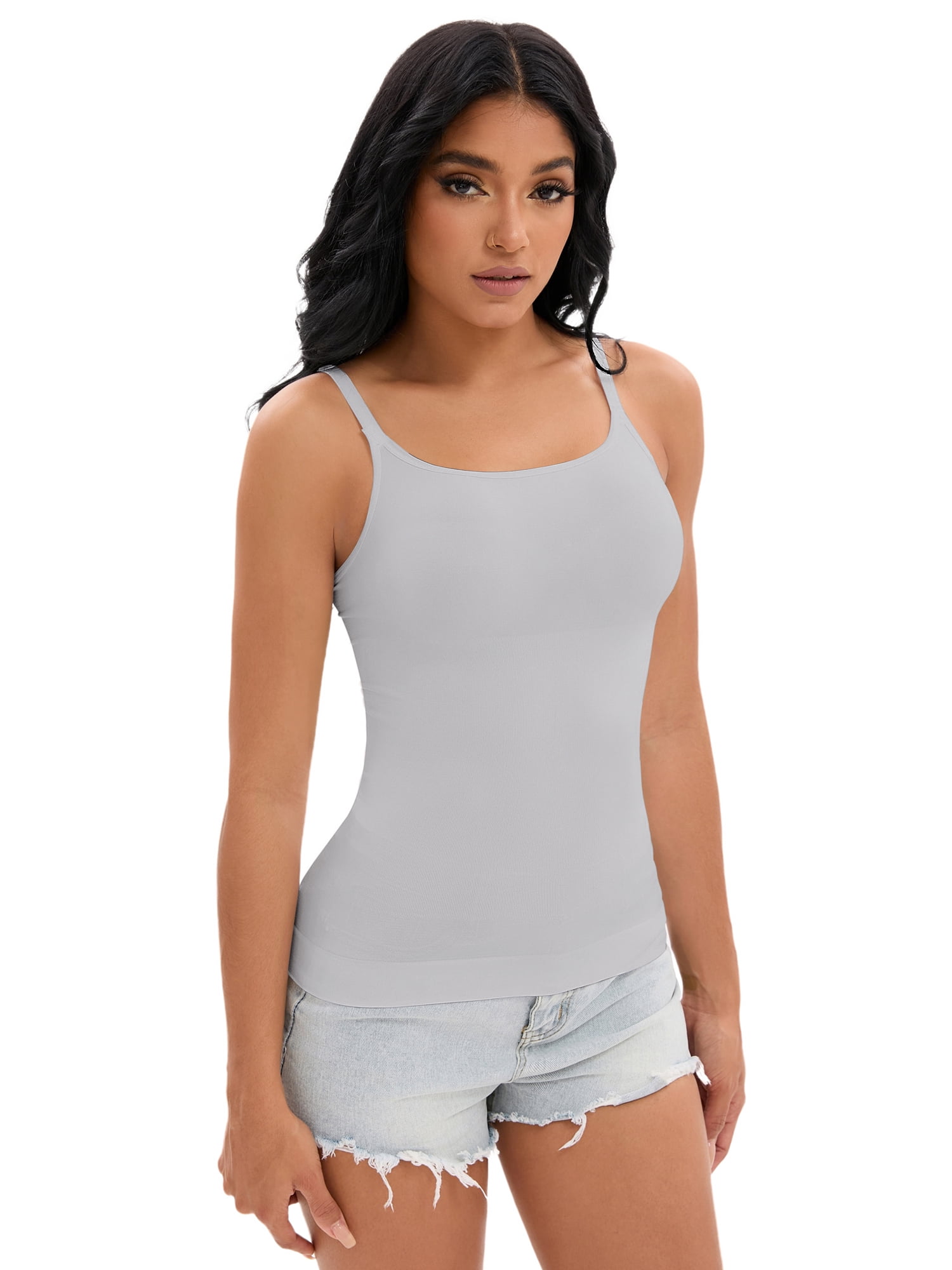 DARING DIVA Women's Adjustable Straps Tops No Trace Body Shaper Camisoles XS Light Gray