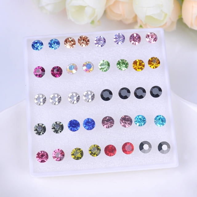 Pendientes de plástico con forma de botón para mujer, pendientes de resina en caja, pendientes cuadrados, pendientes pequeños, joyas