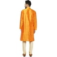 thumbnail image 6 of SKAVIJ Kurta Pajama Set for Men Jacquard Silk Embroidered Party Wear Dress Gold XL, 6 of 6