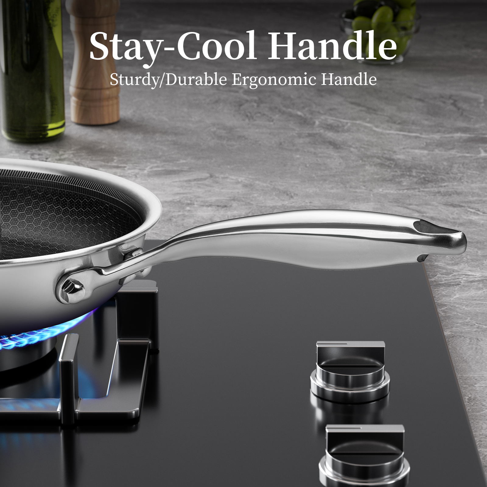 Innerwell Nonstick 8inch Stainless Steel Frying Pan Honeycomb Coating Omelet Pan with All Stove Tops Available, Induction Compatible