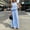 Sky Blue, variant on Floleo Women Gingham Two Piece Outfit Round Neck Sleeveless Ruffle Top Back Cutout High Waist Wide Leg Pants Summer Matching Set