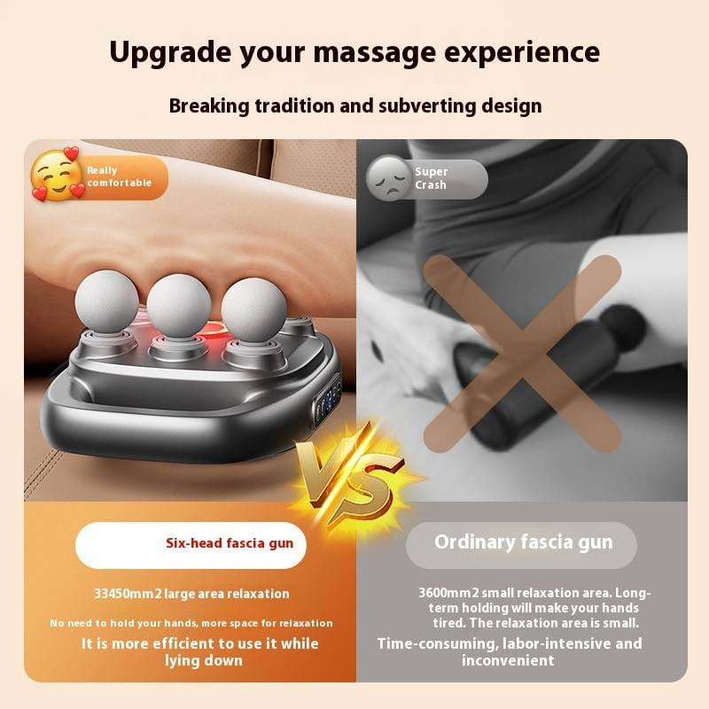 6-Head Massage Gun, Deep Tissue Back Massager with 30 Levels & 3 Modes, Electric Percussion Massager for Thighs, Arms, Waist, Back, Full Body Muscle Pain Relief, Ideal Gifts for Women and Men