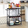 thumbnail image 6 of Modern 3-Tier Kitchen Rolling Wine Cart Glass Stemware Rack Wine Bottle Holders, 6 of 9