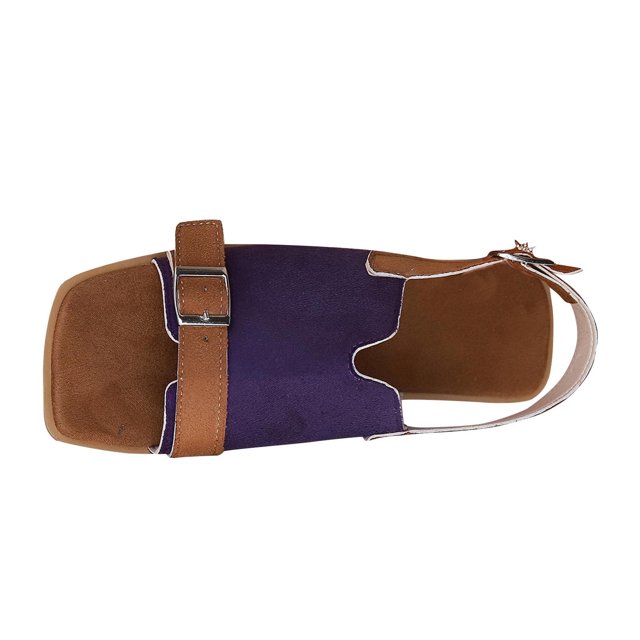 Summer New Plus-size One-line Buckle Matching Color To Wear Beach Sandals Summer Sandals for Women Purple 41