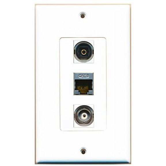 RiteAV - 1 Port Shielded Cat6 Ethernet and 1 Port Toslink and 1 Port BNC Decorative Wall Plate Decorative
