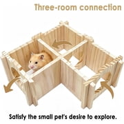 Kathson Wooden Hamster Hideout Hamster Wood House with Ladder Habitats Decor Detachable Small Animals Cage Accessories for Rat Gerbils and Other Small Pets