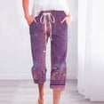 thumbnail image 1 of ICHUANYI Clearance Women's Casual Solid Elastic Waist Loose Long Pants With Pocket Capris(Purple, XL) ICHUANYI WER2023081002297, 1 of 5