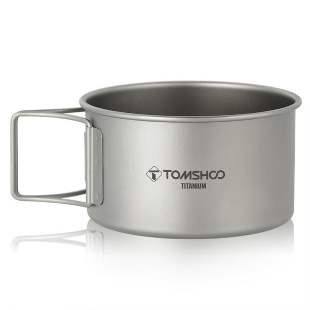 Tazón de titanio Cuenco de titanio con asas plegables, contenedor de comida para cena, para acampar Meterk Tazón de titanio