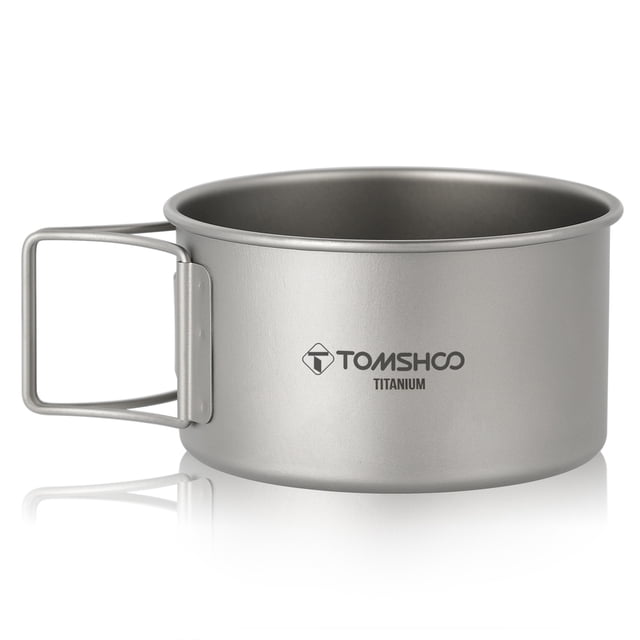Walmeck Bol en Titane avec Poignées Pliantes Récipient Alimentaire pour Dîner pour Camping en Plein Air Randonnée Sac à Dos