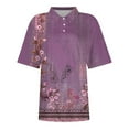 thumbnail image 3 of KDDYLITQ Womens Golf Shirts Collared Short Sleeve T Shirt Lightweight Moisture Wicking Polo Casual 3 Buttons Golf Outfits Purple 2XL, 3 of 4