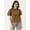 Brown, variant on DressBerry Women’s Printed Poly Crepe Top Round Neck Small Ruffle Sleeves Waist Length Regular Wear Light Weighted Casual Summer Top