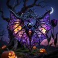 thumbnail image 2 of Clearance Under $1.96! 1PC Halloween Bat Sun Catcher, Stained Glass Acrylic Hanging Ornament for Window, Acrylic, (One Size, Purple), 2 of 6