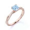 thumbnail image 4 of JeenMata 1.75 Carat Cushion Cut Aquamarine and Moissanite Twist Band Engagement Ring in 18K Rose Gold over Silver, 4 of 6