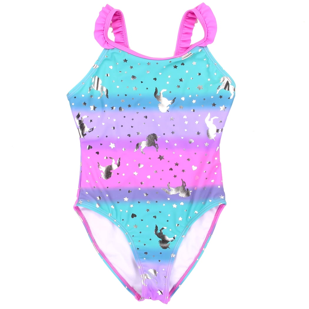 #GirlsSquad Multi-Colored Unicorn Bathing Suit-One Piece - Walmart.com
