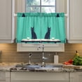thumbnail image 2 of Yayeee Kitchen Curtains Tier Pair Light Filtering 27"x24" Rod Pocket Short Cafe Window Panel, Green Cat, 2 of 7