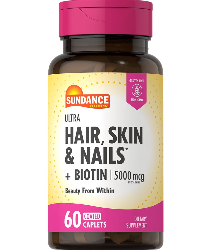 Sundance Vitamins Ultra Hair, Skin & Nails with Biotin Tablets, 3000 mcg,  60 Count 