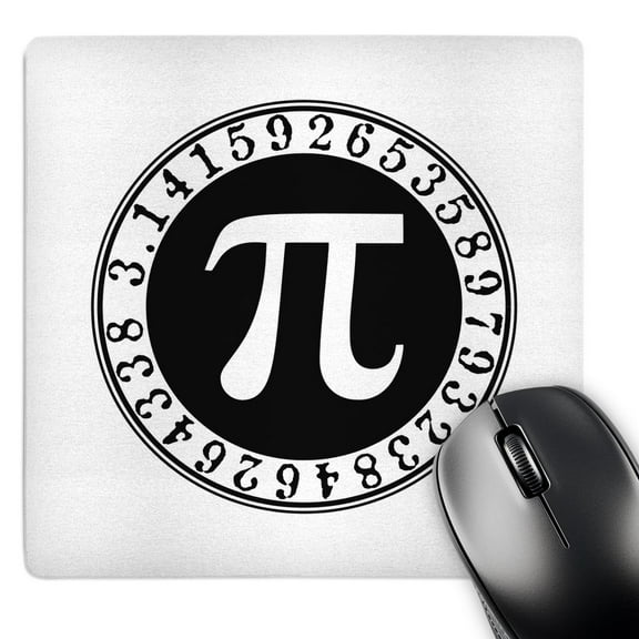 3dRose, Pi sign in circle with number to 26 decimal places - black and white, MousePad