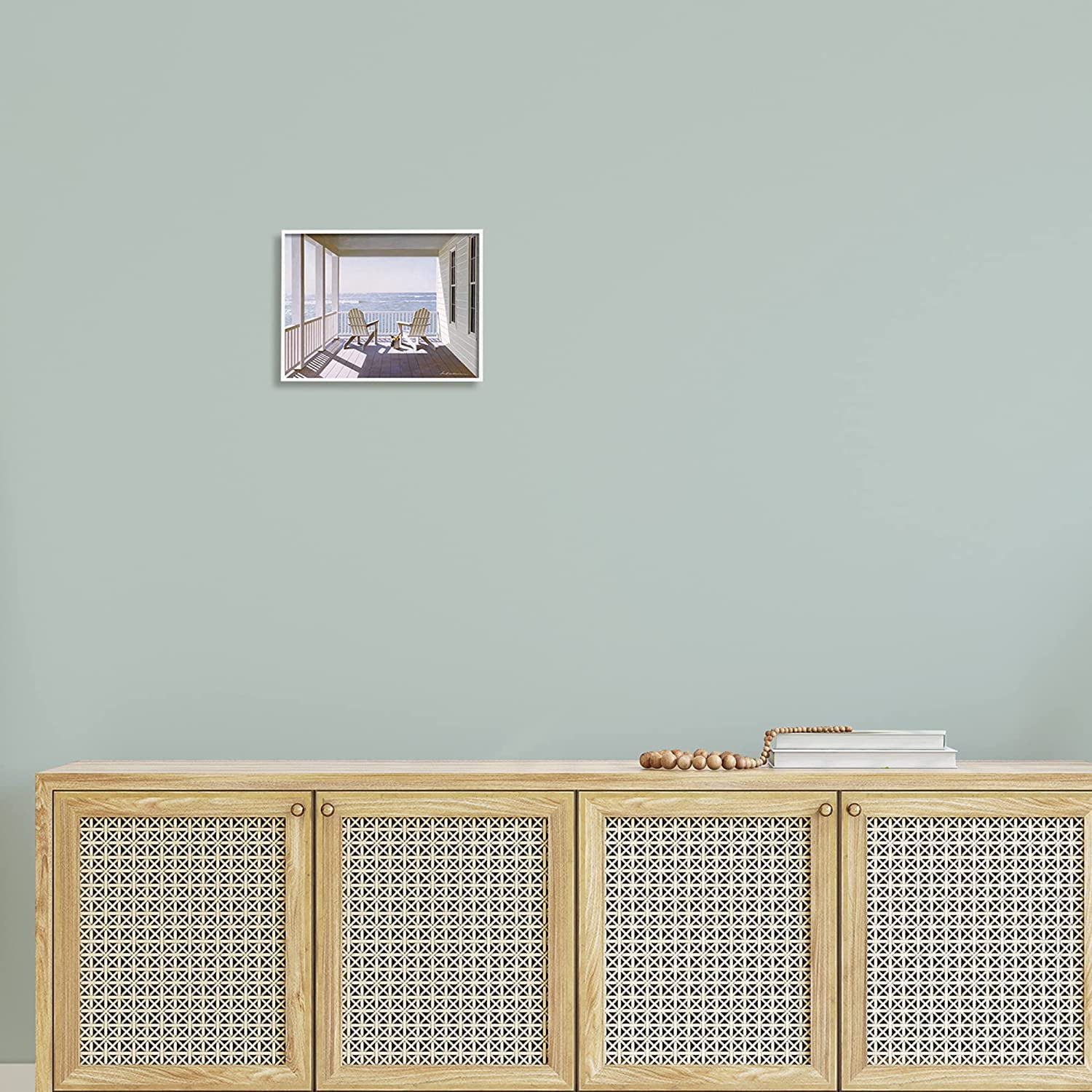 Stupell Industries Porch Chairs Overlooking the Tide Realistic Painting Framed Art Print Wall Art, 14x11, By Zhen-Huan Lu