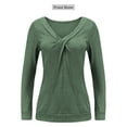 thumbnail image 5 of Nlife Women Front Knotted V Neck Long Sleeve Solid Color Top, 5 of 7