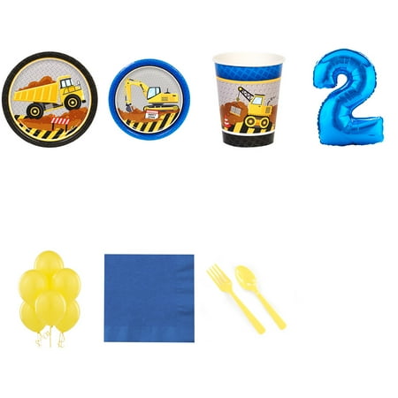 Construction Party Supplies Party Pack For 16 With Blue #1 Balloon