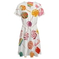thumbnail image 5 of Sweets And Rainbow Lollipops Pattern Women's Dress Short Sleeve Summer Sundress Summer Women Clothes, 5 of 7
