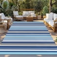 thumbnail image 2 of Blue Green Striped Outdoor Rug for Patio/Deck/Porch, Non-Slip Large Area Rug 5 x 7 Ft, Colorful Abstract Vertical Lines Art Indoor Outdoor Rugs Washable Area Rugs, Camping Rug Carpet Runner, 2 of 8