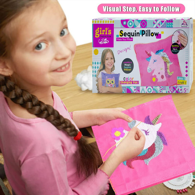 thinkstar Unicorn Pillow Kit - No Sew Unicorn Craft Kit - Gifts For Girls,  Arts And Crafts For Kids Ages 8-12 - Unicorn Toys For 6 Y…