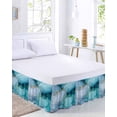 thumbnail image 2 of Teal Blue Marble Bed Skirt King Size, Modern Abstract Art Marble Crack Wrap Around Bed Skirting with Adjustable Elastic Strap, Dust Ruffled Pleated Bedskirts 18 Inch Drop for Bedroom King Beds, 2 of 9