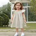 thumbnail image 2 of Ashirexll Little Girl Dresses, Girls Summer Dress, 1-8Y Kids' Solid Color Ruffle Sleeve Round Neck Dress Summer Casual Loose Dress, 2 of 7