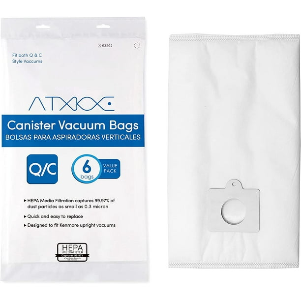 6 Pcak of Style Q/C Canister Vacuum Bags for Kenmore 5055, 50557, 50558
