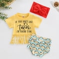 thumbnail image 2 of Xyant Toddler Baby Girl Summer Clothes If You Dont Like Tacos Im Nacho Type Romper Shorts Headband Set Infant Outfits (Yellow,12-18 Months), 2 of 7