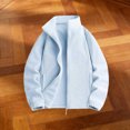 thumbnail image 2 of vdgthytj Jackets for Women Fleece Full Zip Stand Collar Long Sleeve Solid Fall Winter Casual Outerwear with Pockets(Large,Light Blue), 2 of 6