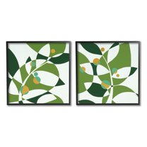 Stupell Industries Tropical Leaves Abstraction Abstract Painting Black Framed Art Print Wall Art, 24 x 24, Set of 2