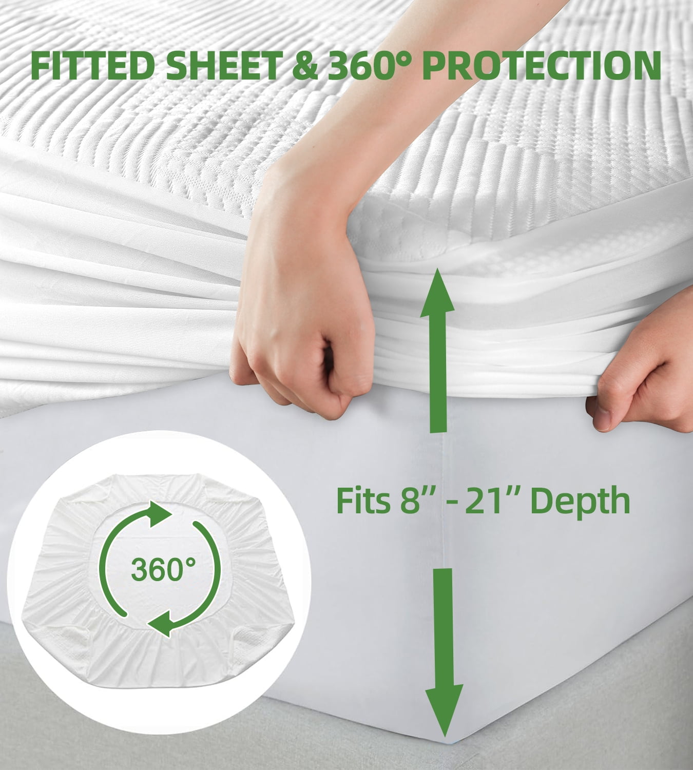 RestGuard Waterproof Mattress Protector King Size, Bamboo Mattress Cover, Breathable 3D Air Fabric Cooling Mattress Pad Bed Cover Smooth Noiseless Washable, 8''-21'' Deep Pocket