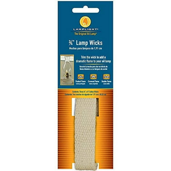 "Lamplight Replacement Cotton Flat Wick - 3/4"", 3pk", white (99963)