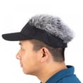 thumbnail image 2 of AVAIL Novelty Wig Hair Visor Cap Adjustable Baseball Hat for Men, 2 of 5