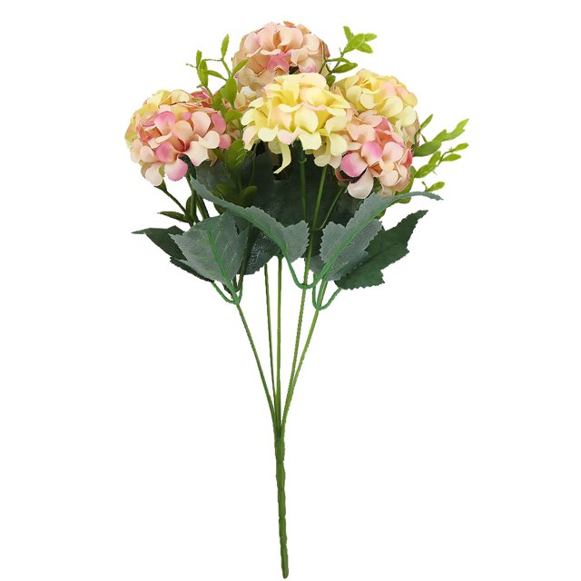 Billuyoard Flor de té de Hortensia, rosas, girasoles, ramo de flores artificiales para el hogar, Hotel, boda, fiesta, tela de seda, decoración Flores artificiales champán Billuyoard HA6641-01B