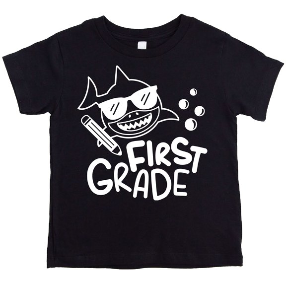 1st Grade Shark First Day of School Gift Back to School T-Shirt Boys Back to School Black Shirt 4T