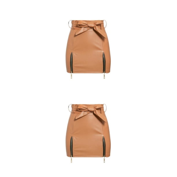 Minnieouse de cintura alta de verano para mujer, faldas de algodón para fiesta de chicas, viajes, playa, escuela, estilo informal, regalo de Caqui SG 2Conjunto