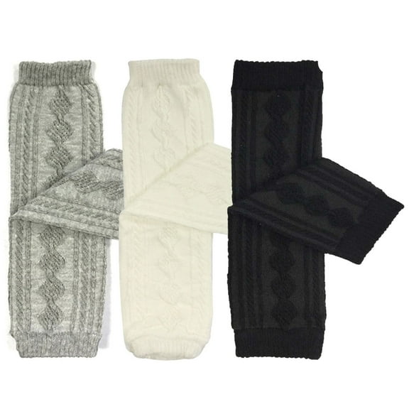 Wrapables® 3 Pair Little Girls Argyle Leg Warmers, Grey/ White/ Black