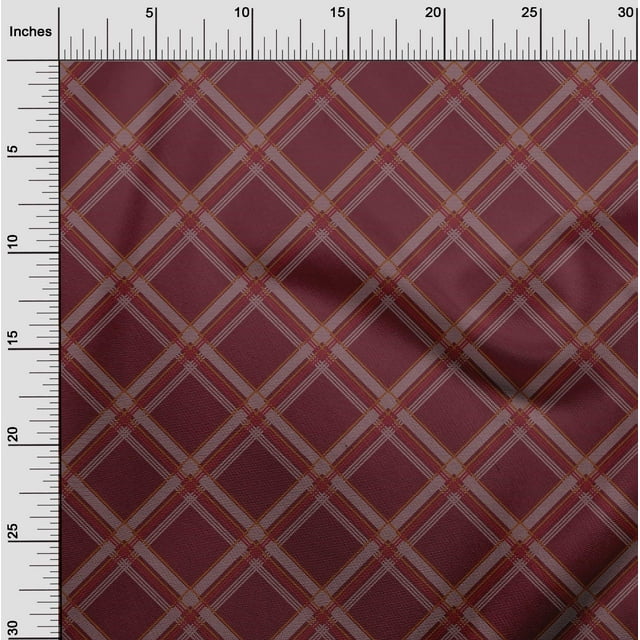 oneOone Cotton Silk Fabric Tartan Check Print Fabric By Yard 42 Inch Wide