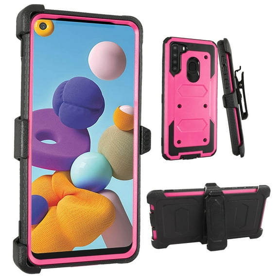 Mignova for Samsung Galaxy A21 Case, Built in [Screen Protector] [Full Body] [Heavy Duty Protection ] Shock Reduction Bumper Phone Case Cover for Samsung Galaxy A21 6.5 inch(Pink)
