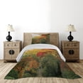 thumbnail image 3 of Ambesonne Country Quilted Coverlet 2 Pcs, Portland Japan Garden, Twin Size, Red Yellow Green, 3 of 5