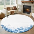 thumbnail image 3 of Blue Leaf Round Area&nbsp;Rug 7ft Watercolor Eucalyptus Leaves Non-Slip&nbsp;Washable Circle Rugs Soft Felt Indoor Floor Mat for Bedroom Kitchen Living Room Bathroom, 3 of 9