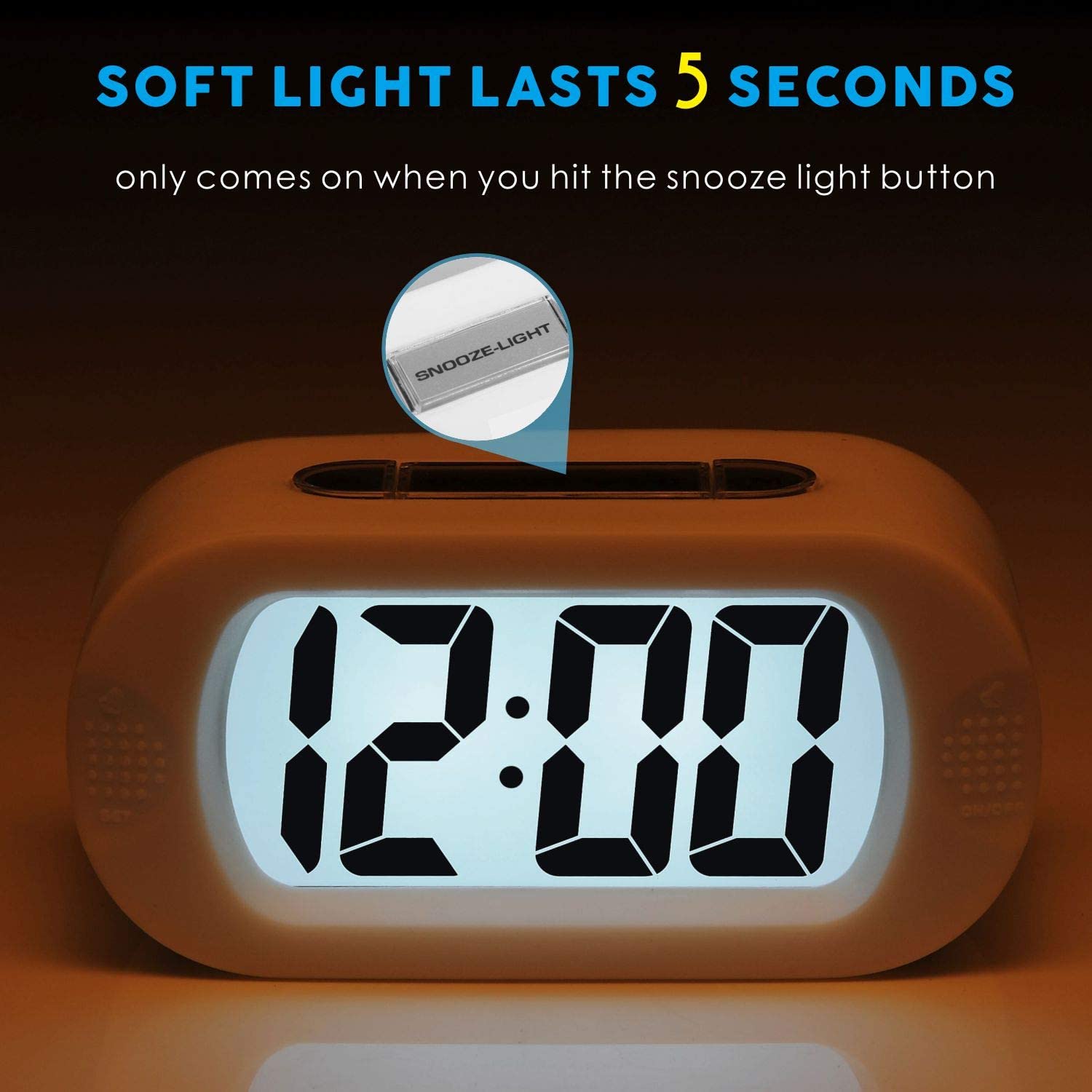 Digital Alarm Clock Travel Clock With Snooze And Nightlight - Easy To ...