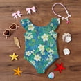 thumbnail image 5 of Grblisyd Girls One Piece Swimsuits Flutter Sleeve Hawaiian Beach Sport Swimwear Kids Crew NeckBathing Suit 8 Years, 5 of 6
