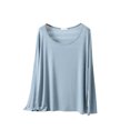 thumbnail image 1 of cfhntfmh Chemises de Nuit pour Femmes Modal Col Rond Couleur Unie Pyjama de Détente Haut Doux Manches Longues, 1 of 6