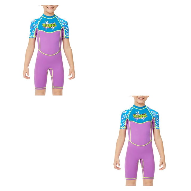 Yuarrent Trajes de neopreno transpirables, traje de buceo ultrafino para niños, traje de baño de moda de secado rápido, antimedusas, varios tamaños Violeta XXL 2piezas Yuarrent CBP194451