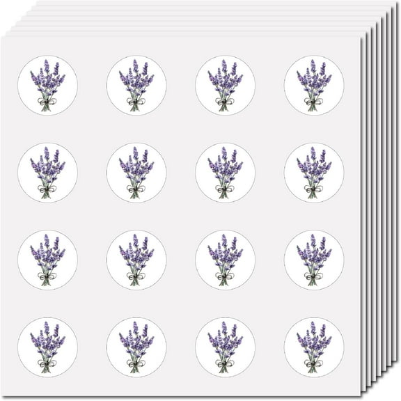 128Pcs Round Lavender Stickers Small Purple Flower Decals 0.98" Self-Adhesive Waterproof Vinyl Circle Dot Labels for Laptop Album Mobile Phone Luggage Books Scrapbooking Planner Diary Colorful