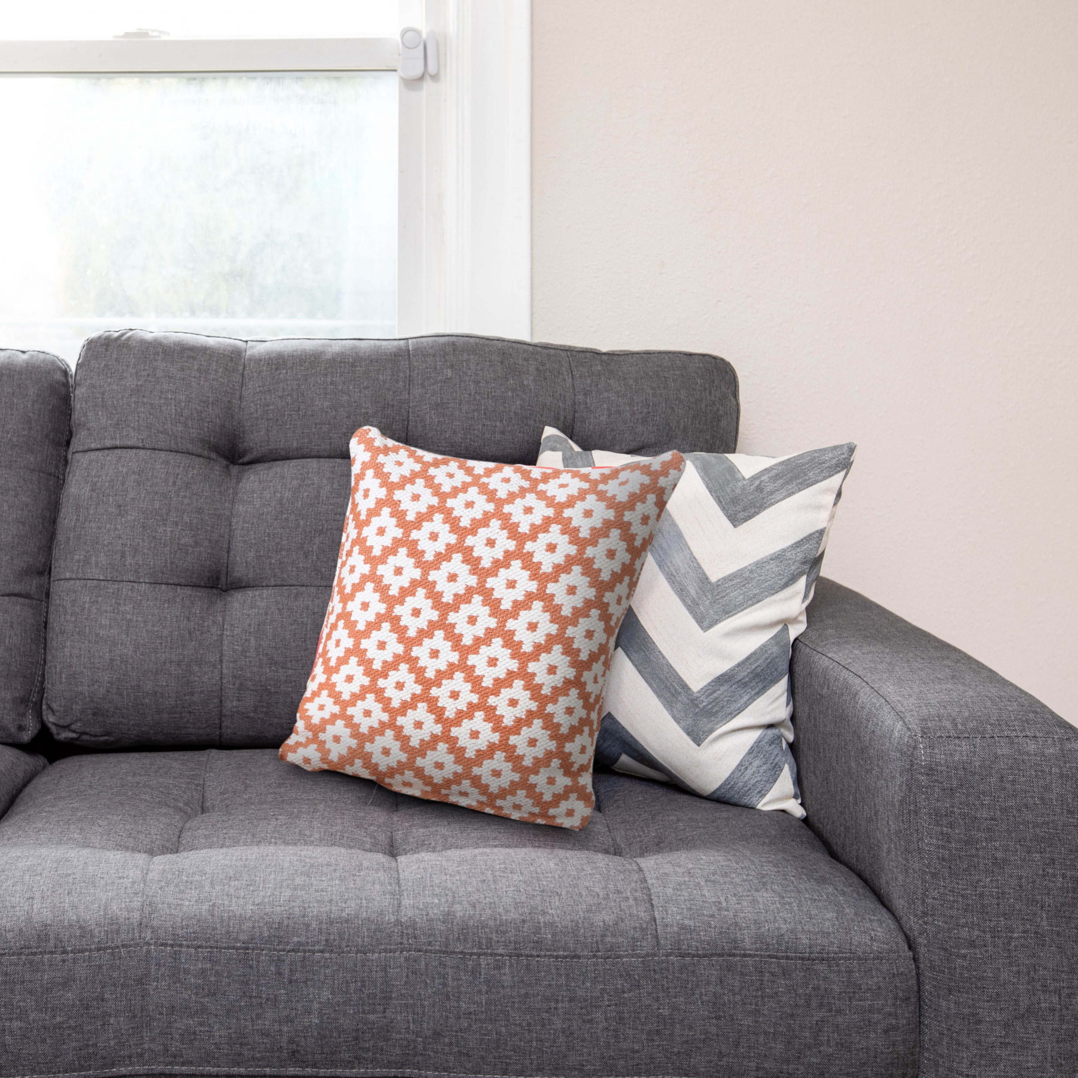 Harlow Hill 20" x 20" Geometric Decorative Throw Pillow, Orange/White
